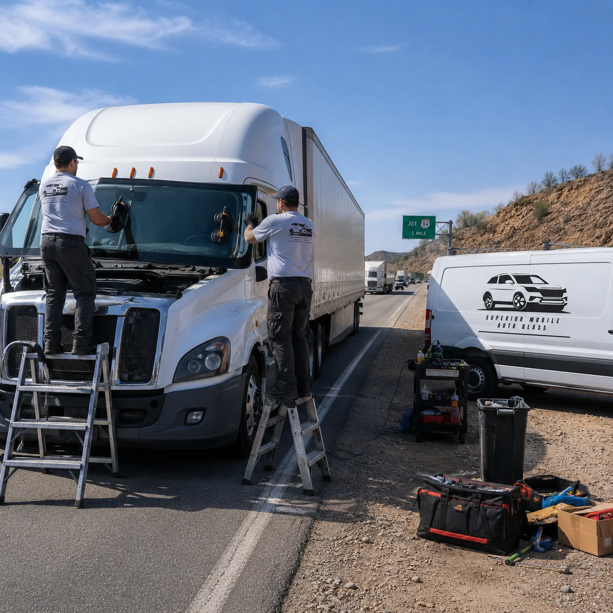 Semi-truck windshield repair and replacement in Goodyear, AZ by Superior Mobile Auto Glass